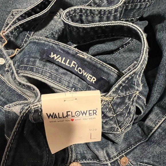 Wallflower Denim Overalls Coveralls women’s size L - Picture 4 of 4